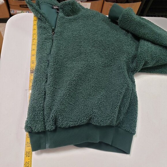 Beyond Yoga Womens Brave The Elements Sherpa Bomber Jacket Size L Green Cozy - Picture 8 of 10